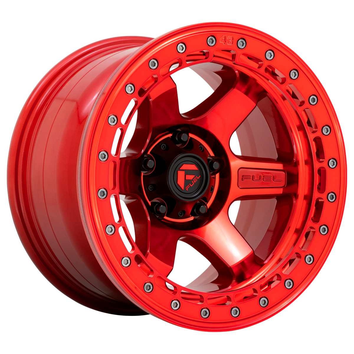 Fuel 1PC D123 BLOCK BEADLOCK CANDY RED W/ RED RING