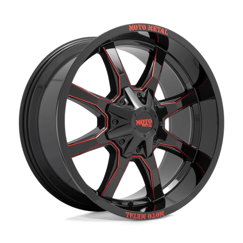 Moto Metal MO970 GLOSS BLACK MILLED W/ RED TINT & MOTO METAL ON LIP