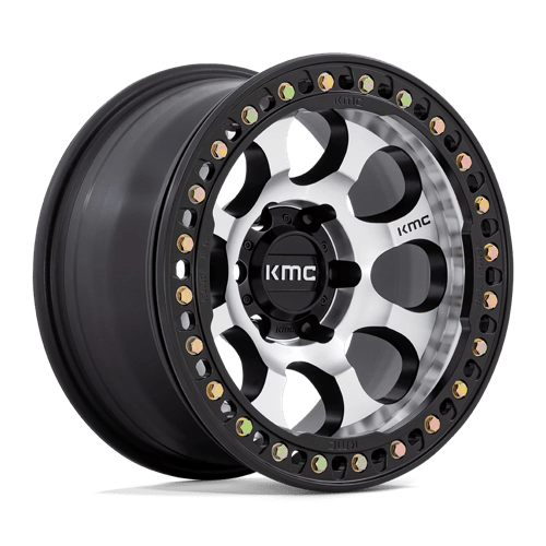 KMC KM237 RIOT BEADLOCK MACHINED W/ SATIN BLACK WINDOWS & RING