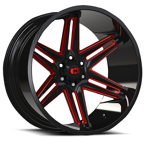 Vision 363 RAZOR Gloss Black Milled Spoke with Red Tint