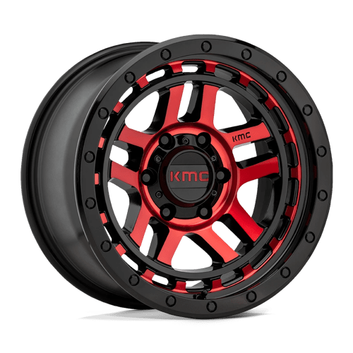 KMC KM540 RECON GLOSS BLACK MACHINED W/ RED TINT